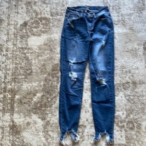 Distressed stretch denim